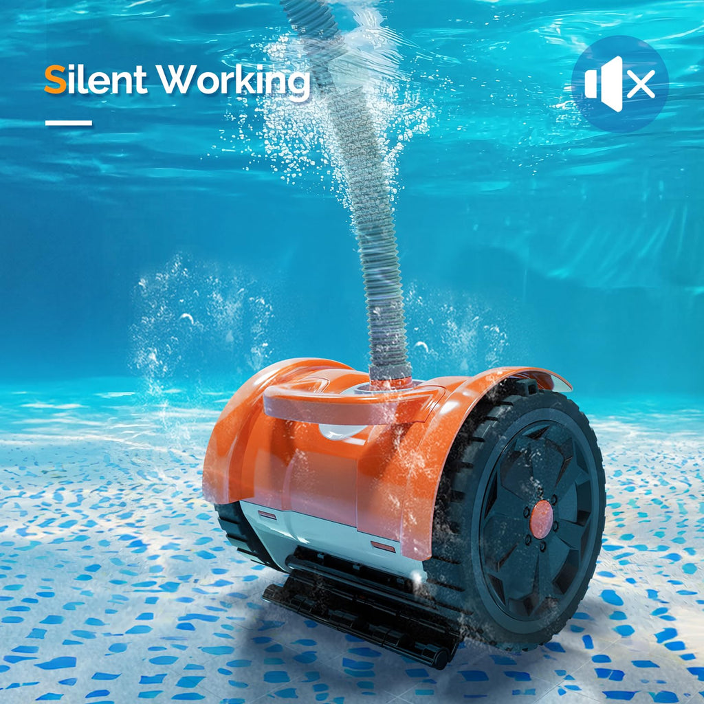 (2025 Upgrade) VINGLI Pool Vacuum Cleaner, Suction Side Wall-Climbing Sweeper for Ground&Inground Pools, Automatic Pool Vacuum with 39.6ft Tangle-Free Hose (Rich Orange&Gray)
