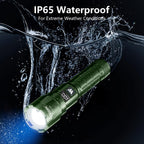 WdtPro LED Rechargeable Flashlight 2 Pack, 3 Modes Super Bright High Lumens Flashlights, Zoomable Tactical Flash Light with LCD Display, IP65 Waterproof Flashlights for Home Emergency Camping - Green