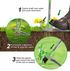 Grootpow WP5 Heavy Duty Weed Puller Tool, Stand Up Dandelion Weeder with 40" Handle, 3 Claws & Fiberglass Foot Pedal, Weeding Tool Made with Cast-Iron, Easily Remove Weeds Without Bending or Kneeling