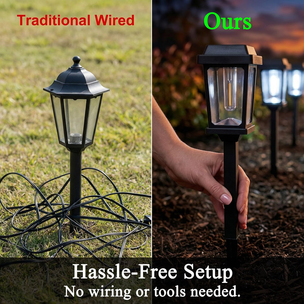 DOESLAG 10 Pack Solar Pathway Lights Outdoor, Auto On/Off LED Solar Garden Lights, Decorative Landscape Lighting for Path Yard Walkway Driveway