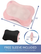 Zyllion Shiatsu Back and Neck Massager with Heat - 3D Electric Kneading Deep Tissue Massage Pillow for Muscle Pain Relief, Pink, ZMA-13