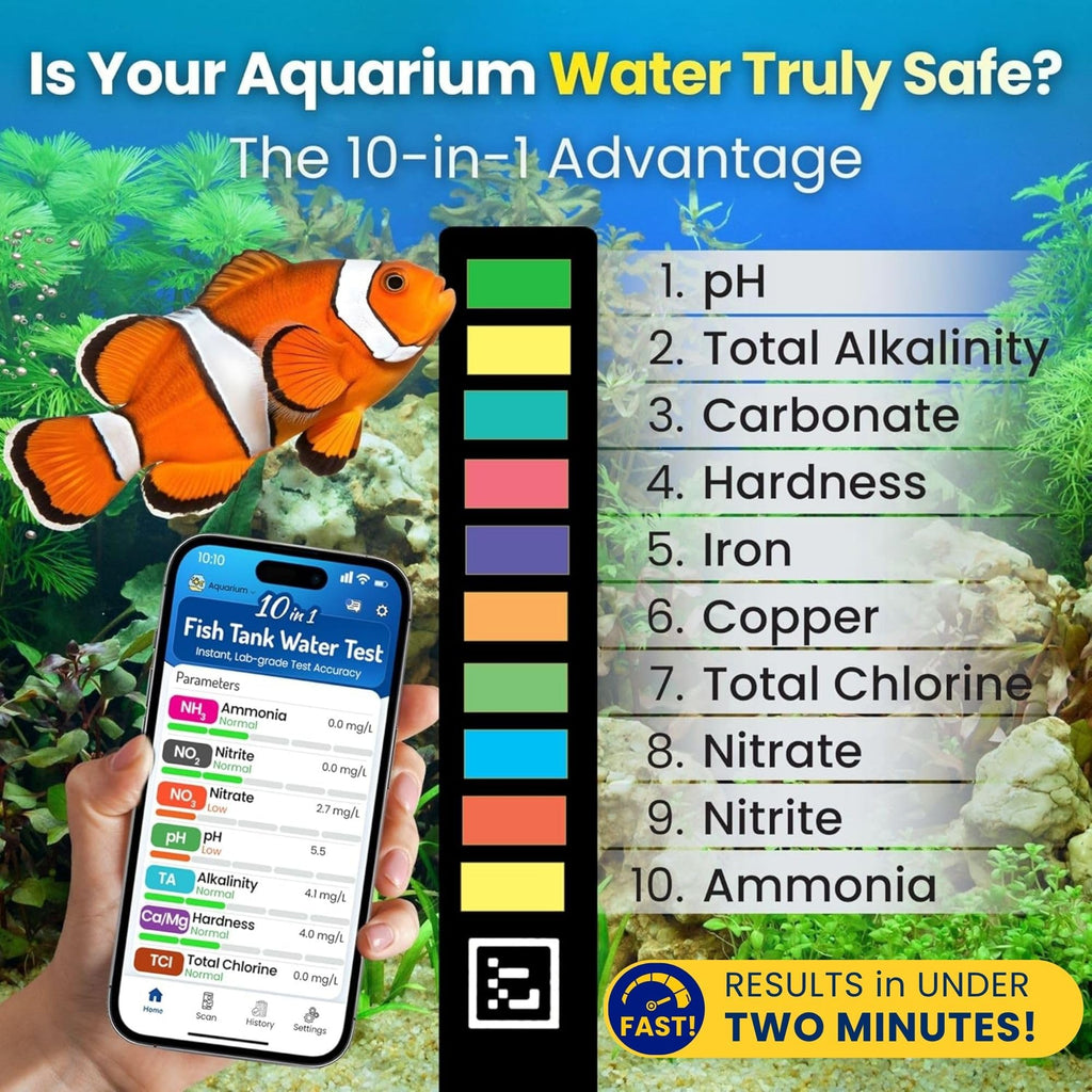 DROPLYTIX Digital Aquarium Water Test Kit, App-Enabled 10-in-1 Freshwater & Saltwater Aquarium Test Strips for Fish Tanks, Shrimp, Reef Test Strips, pH, Ammonia, Nitrate, Nitrite, GH, KH, Chlorine