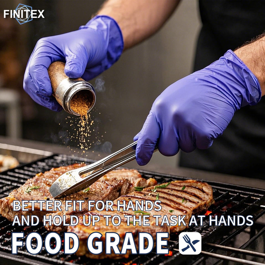 FINITEX Disposable Nitrile Exam Gloves 1000 PCS - 3.2mil Ice Blue Powder-free Latex-Free Examination Home Cleaning Food Gloves (M)