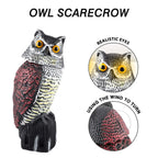 Plastic Owl Statue Decoys for Bird Control - Owl Scarecrow with Rotating Head for Garden, Yard and Outdoor Use | Scare Birds