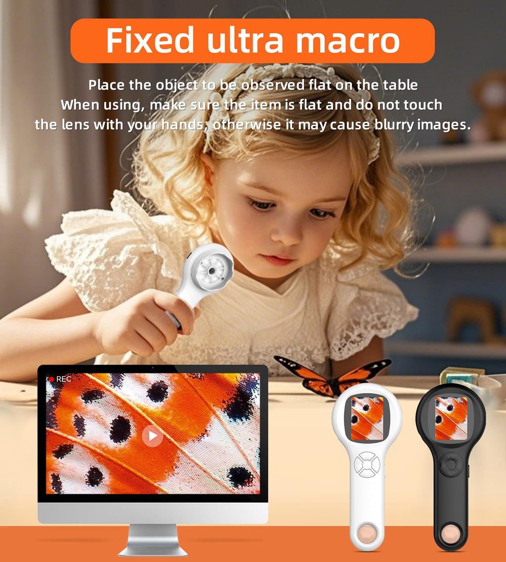 T TAKMLY Mini Pocket Digital Microscope, Macro Fixed Focus Magnifying Glass, Portable Handheld USB Digital Microscope 500x Magnification, 4X Zoom
