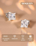 GEMQUEEN Moissanite Earrings Studs 925 Sterling Silver Hypoallergenic 2.4CT