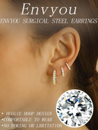 ENVYOU 316L Surgical Steel Huggie Hoop Earrings (Gold,18G 8/10/12mm)