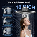 Rain Shower Head with Handheld,Dual Shower Head with Hose,Detachable 10" High Pressure Shower Head Combo with 9 Settings Shower Spray Built-in Magnetic Docking & Power Wash Mode (Chrome)