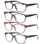 4 Pairs High Magnification Power Womens Reading Glasses - Cat Eye Readers +6.00