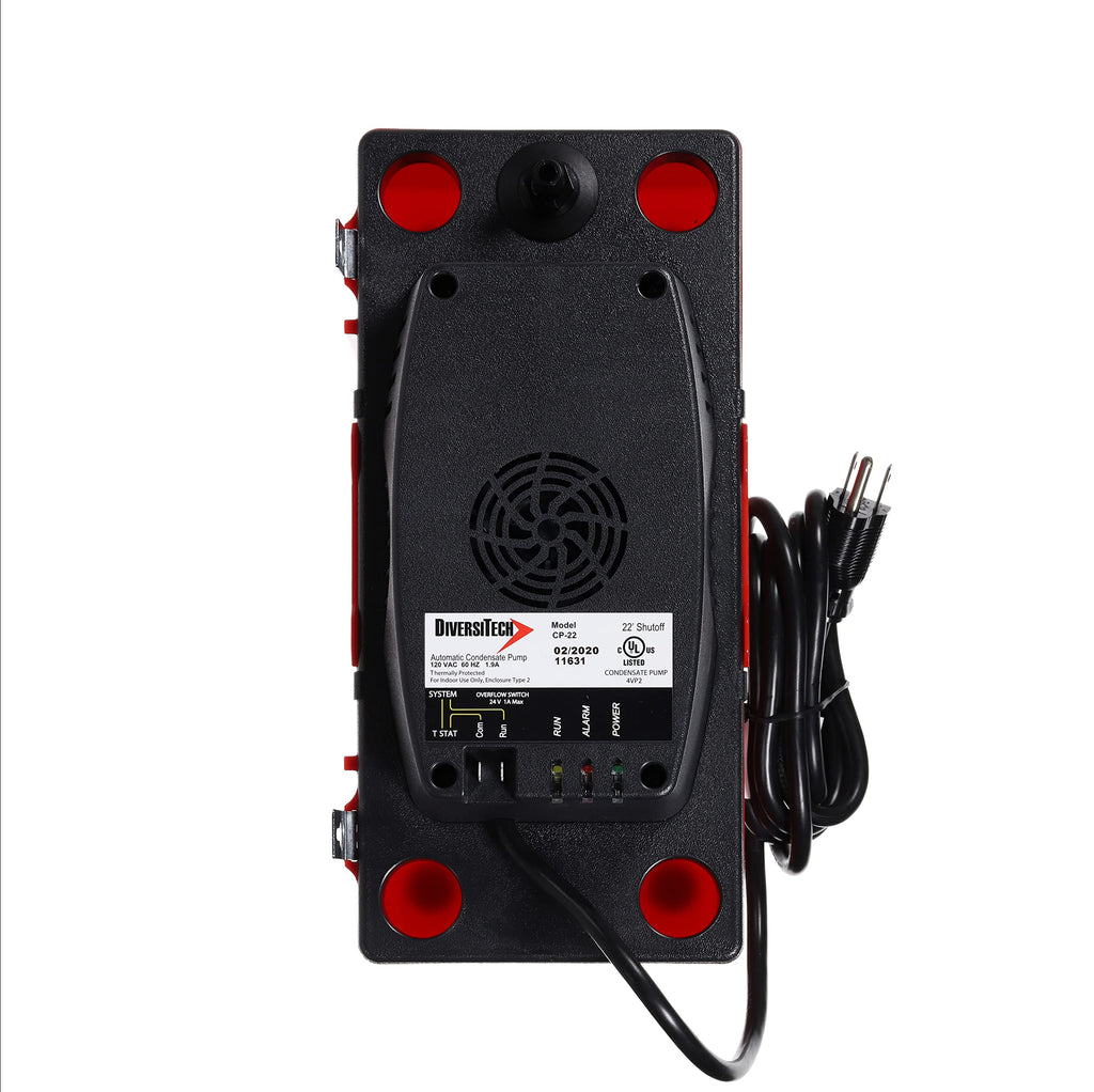 DiversiTech CP-22 Series Automatic Condensate Pump for HVAC/R Equipment, Condensation Removal Pump with Removable Check Valve, 120V, 22' Lift