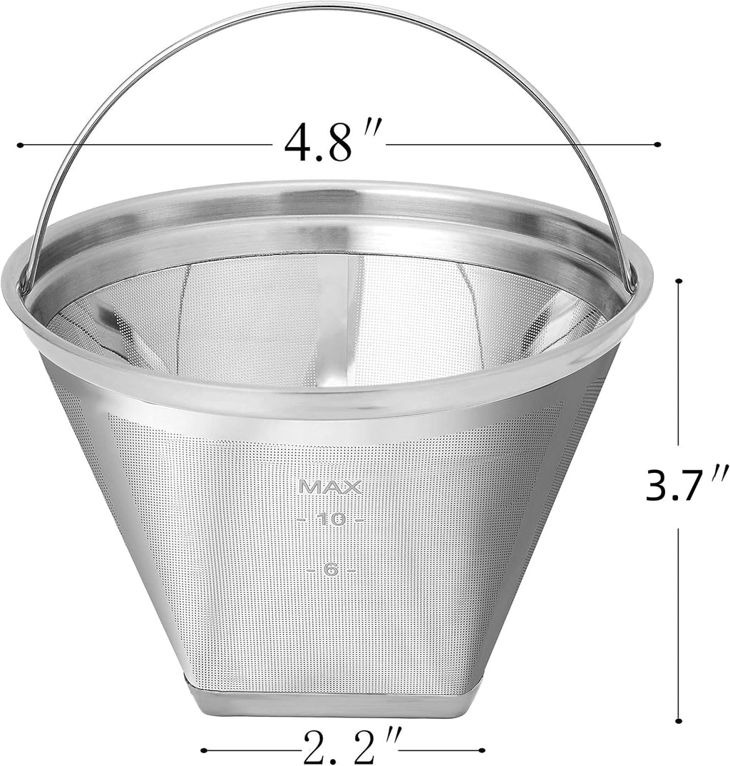 Reusable #4 Cone Shape Coffee Filter Permanent 6-10 Cup Stainless Steel Coffee Filter for Cuisinart Maker Ninja Coffee Bar Brewer -BPA Free