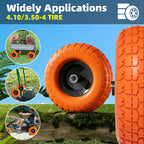 【UPGRADED】4.10 3.50-4 Tire and Wheel, 10 Inch Flat Free Tires