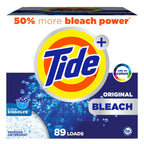 Tide Powder Laundry Detergent with Bleach, Original Scent, 89 Loads, 129 oz