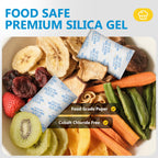 Moisture Absorbers – 100 Gram 40 Packs Silica Gel Packets Food Grade Silica Packets with Color Indicating, Premium Desiccant Packs for Food, Electronics, Closet, Jewelry and Safe Storage