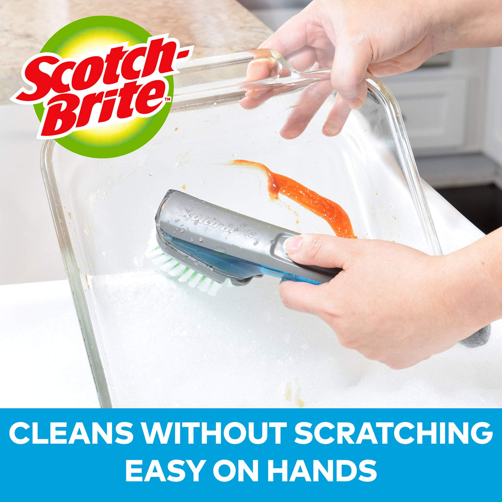 Scotch-Brite Advanced Soap Control Dishwand Brush Scrubber, Antibacterial* Dish Wand Brush with Soap Dispenser with Dishwand Brush Refil, 3 Pack