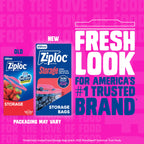 Ziploc Gallon Food Storage Bags, 120ct Total, Stand-Up Bottom, Easy to Fill (Pack of 2)