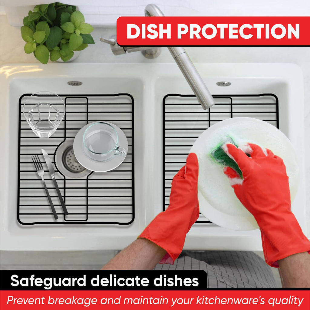 Better Houseware Sink Protectors for Kitchen Sink, Protective Metal Grid, 12x10.25x1 inches, Black Kitchen Sink Mat to Shield Sink Base from Scratches, Rust-Resistant Coating, S
