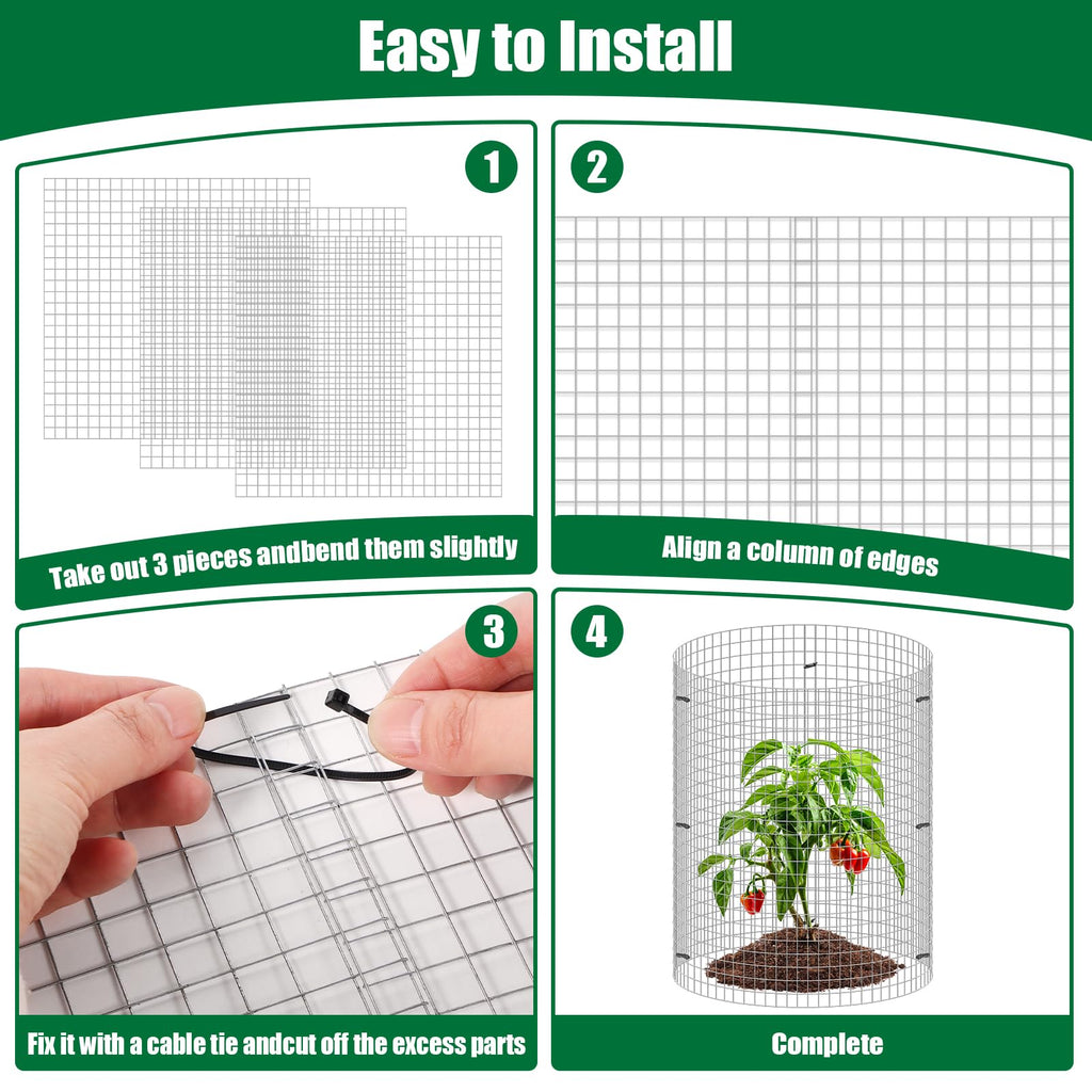 30Pcs Garden Plant Protector Cage 12''x12'', 10 Set Metal Wire Protectors