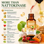 Nattokinase 10800 FU Supplement Liquid Drops, Ultimate 9-in-1 Natto -kinase Serrapeptase Enzyme Blend w. Bromelain Curcumin CoQ10 K2 MK7 for Circulatory Heart & Digestive Spike, Liposomal Tech