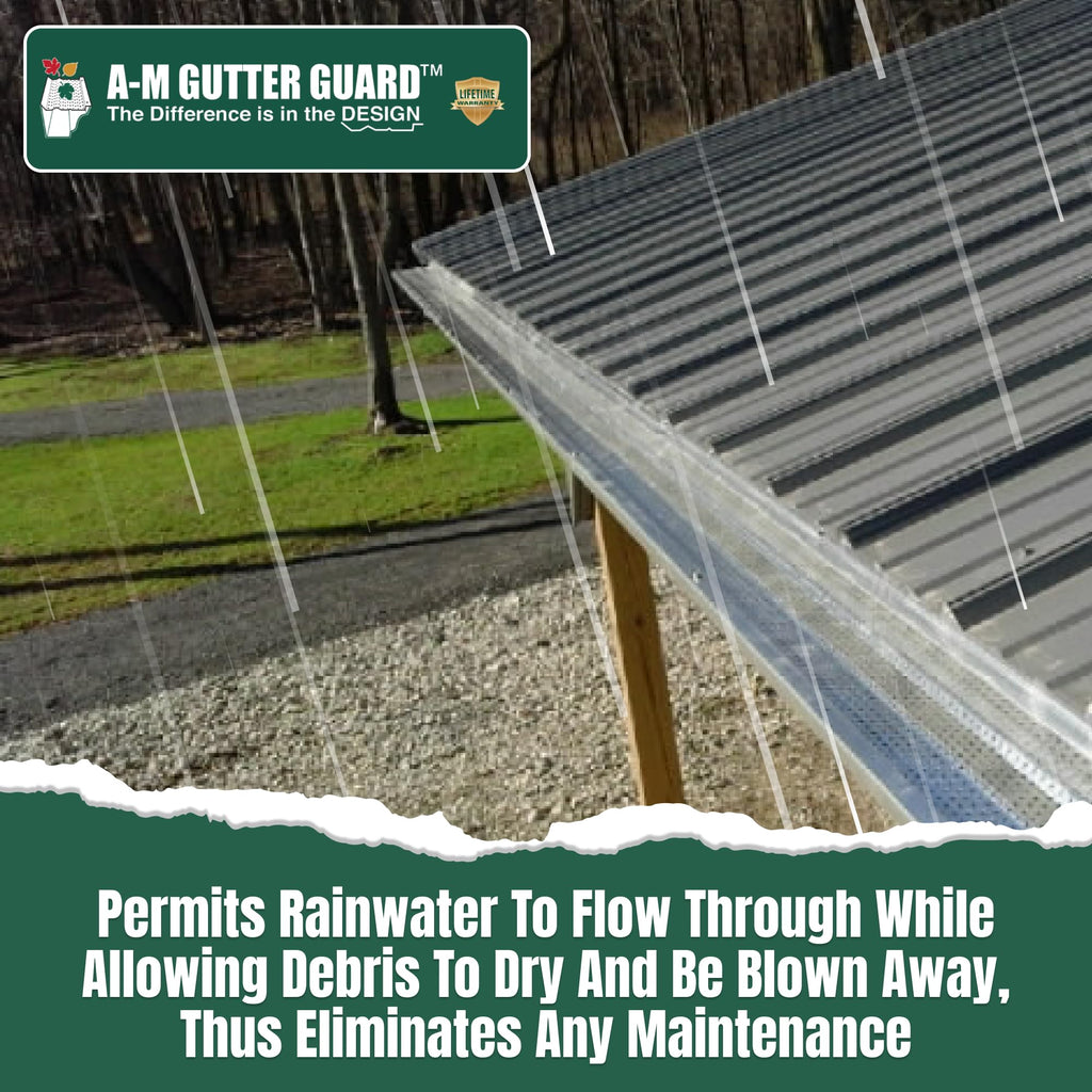 A-M Gutter Guard – Premium Heavy-Duty Lifetime Quality Aluminum - Leaf & Debris Protection, (6 Inch - 31 Feet, Mill Finish) - DIY Easy - Made in The USA