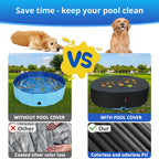 QH.HOME 55.1 inch Kiddie Pool Cover Round, Collapsible Dog Pool Cover with Super Windproof Ratchet Design, Odorless Waterproof Fabric Material and - Only Cover