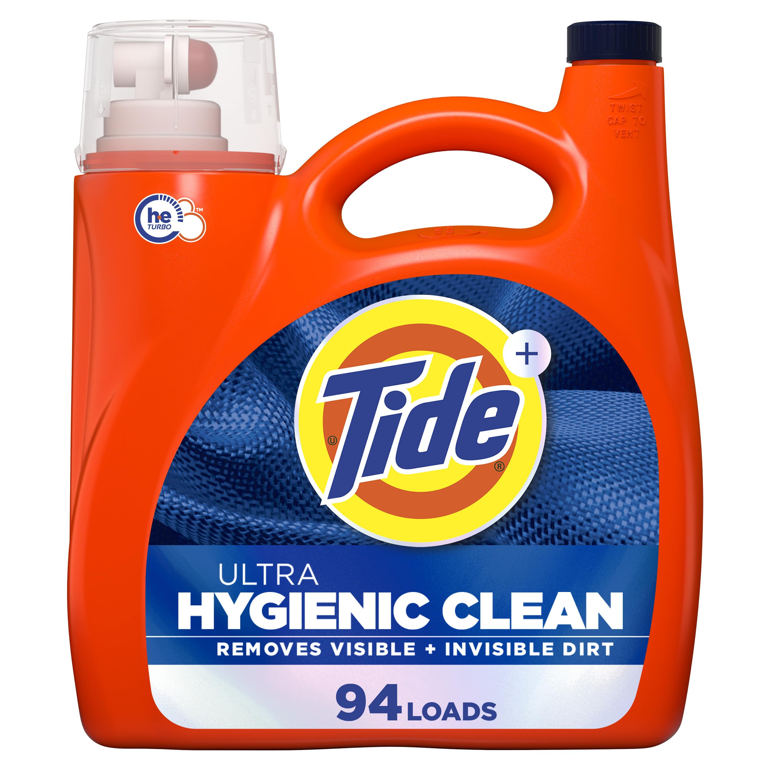 Tide Ultra Hygienic Clean Liquid Laundry Detergent, Original Scent, 132 fl oz, 94 Loads, Removes visible and invisible dirt, Laundry Detergent Liquid