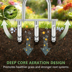 Lawn Aerator Tool, Stainless Steel Manual Core Aerator with 3 Hollow Tines