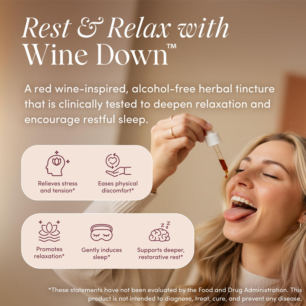 Apothékary Wine Down, Relaxation & Sleep Support Liquid Herbal Drops, Alcohol-Free, Clinically-Tested, Certified Gluten-Free, Certified Vegan & Cruelty-Free, Third Party Tested, 1 oz, 30 Servings