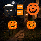 Solar Halloween Pumpkin Lights, 2 Pack Outdoor Pathway Stake Lights