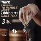 OKIAAS Disposable Gloves XL, Food Safe, Bulk of 200 Pcs|Latex and Powder-Free Clear Vinyl Gloves for Cleaning, Food Prep