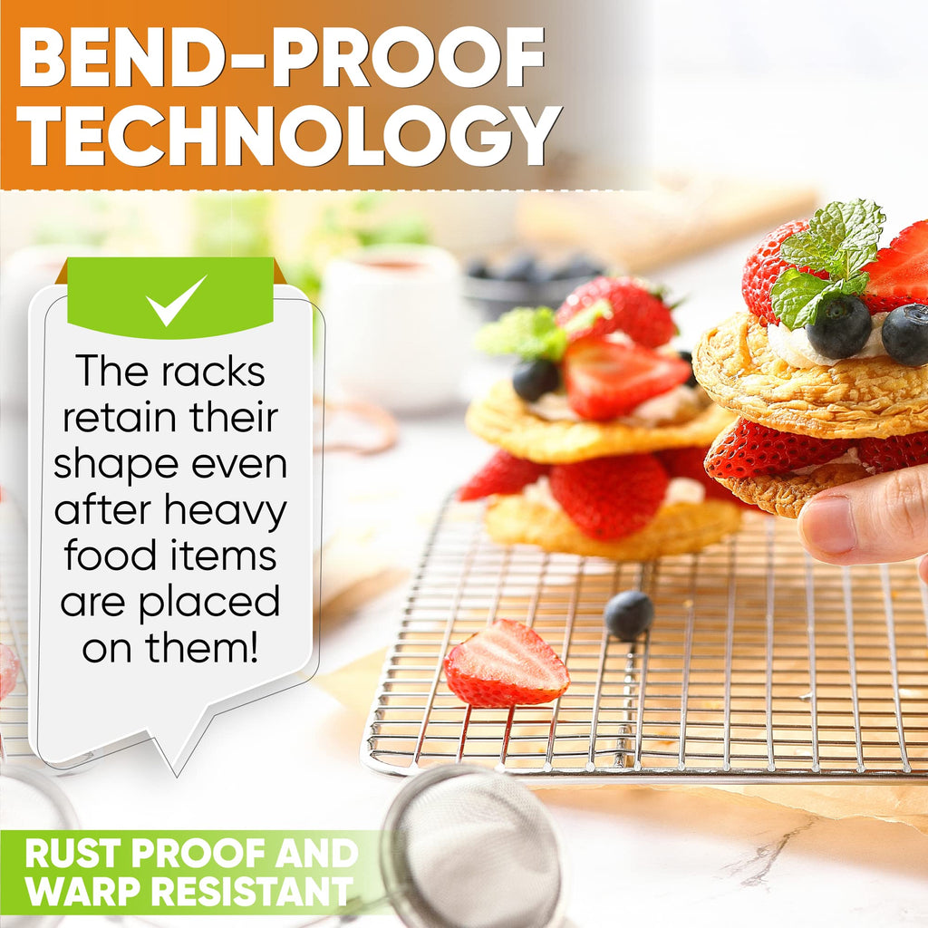 Spring Chef 10" x 15" Stainless Steel Cooling Racks for Baking - Oven Safe - Cookie Racks for Cooling Cookies - Fits Jelly Roll Pan - Perfect for Grilling, Roasting, Cooking, Drying - Set of 2
