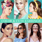 Sasylvia 16 Pairs Colored Hoop Earrings for Women,Classic Style