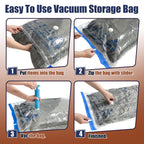 12 Jumbo Vacuum Storage Bags for Bedding, Vacuum Seal Bags for Clothing