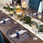 Goodluck 350 Pcs Clear Blue Plastic Plates Disposable for Party 50 Guests