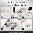 Nushine Silver Plating Solution 3.4 Oz - Permanently Plate PureSilver onto Worn Silver, Brass, Copper and Bronze ONLY (Ecofriendly Formula)