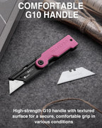 WORKPRO 3-Pack Folding Utility Knife Set, G10 Handle Box Cutter with 10 Extra SK5 Blades, Quick-Change Razor Knife with Belt Clip, EDC Utility Knife for DIY, Office, Home – Multicolor