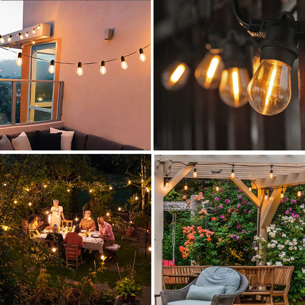 S14 Replacement LED Light Bulbs, Shatterproof & Waterproof 1W S14 LED Bulbs, E26 Base Patio Edison LED Light Bulbs for Outdoor String Lights , Warm White 2200K Plastic 70LM Non-Dimmable 48 Pack