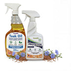 EcoDecors Loveable 24 oz Spray Bottle Teak Oil and Loveable Protection 16 oz Teak Sealer For Outdoor Furniture
