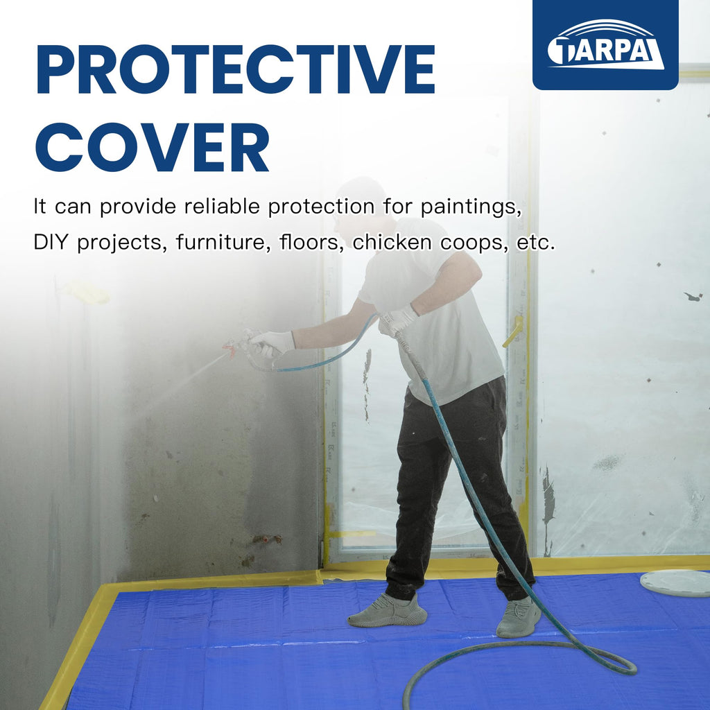 TARPAL 6x100 Feet (2pack) Tarp Roll 5mil Waterproof Tarps polyethylene Multipurpose Tarp Cover Dustproof, Tear Resistant for Decoration, Painting, Home use（Green/Blue）