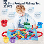 hahaland Montessori Toys for 1 Year Old - 10 in 1 Cloth Toddler Fishing Game with Stacking Cups, Baby Toy 12-18 Months One Year Old Boy Birthday Gift, Toddler Toys for 1 2 Year Old Boy Girl Gifts