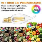 IINVGOOD Dimmable LED Candelabra Bulbs 40 Watt Equivalent, 2700K Soft Warm White Chandelier Light Bulbs, 4W 460 Lumens Flame Tip Candle Light Bulbs, E12 Base Bulbs, 90+CRI, 12 Packs