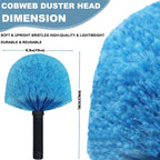 4 Pack Cobweb Duster Head Brush-Twist-On Spider Web Brush for Outdoor & Indoor Web Cleaning // Fits Standard Acme Threaded Poles // Cobweb Duster Brush Head Only-Blue