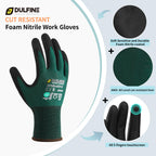 DULFINE ANSI A4 Cut Resistant Work Gloves for Men,6 Pairs Pack.Touchscreen Micro Nitrile Coated,Anti-Slip & Durable for Construction, Wood Cutting,Glass Factory Industrial Use(Large)