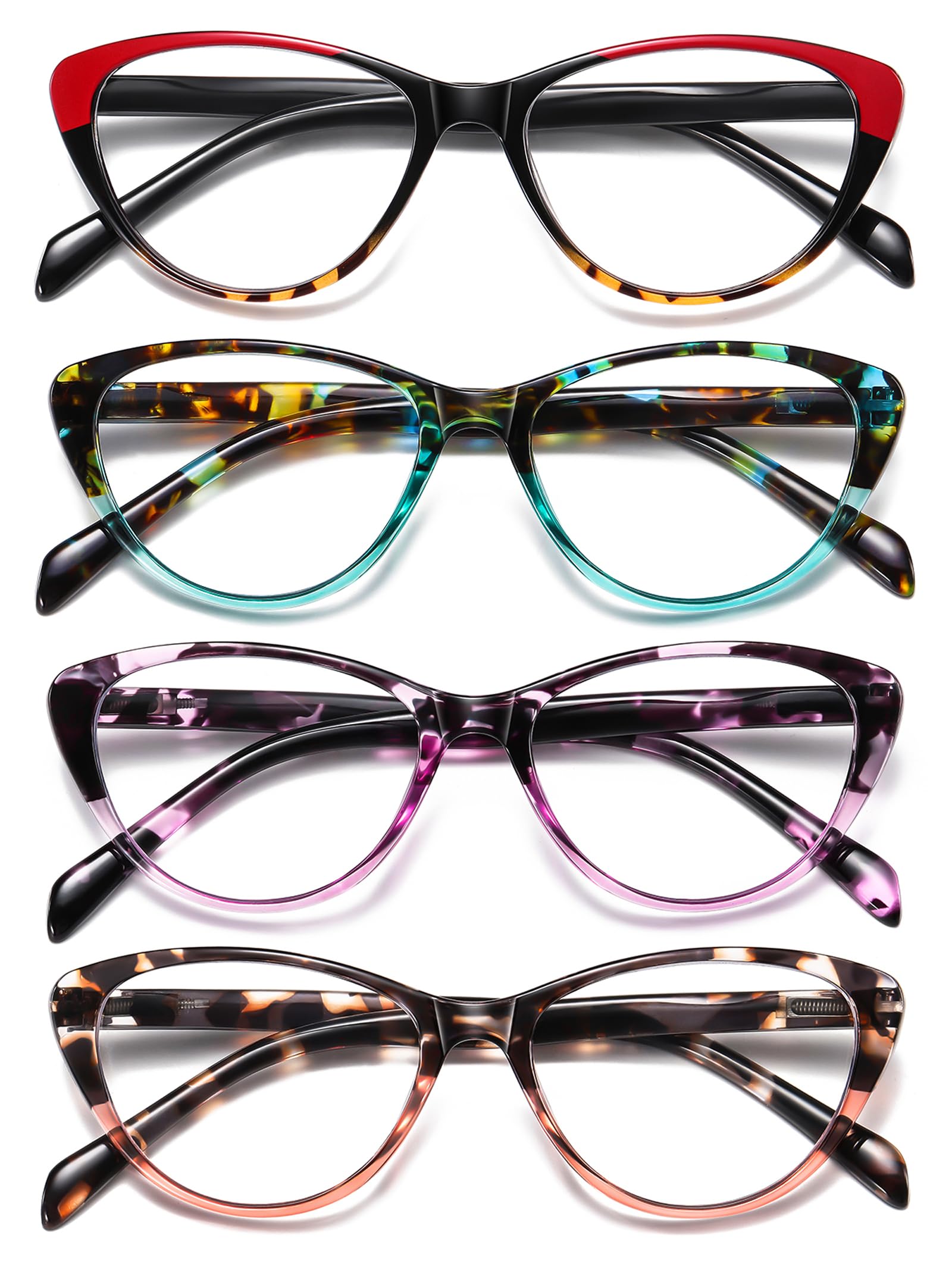 SOCTICK Cat Eye Reading Glasses for Women Blue Light Blocking,Readers for Women 2.75 with Comfort Spring Hinges,Fashion Designer Ladies Eyeglasses(4 pack)