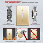 ENERLITES Toggle Light Switch Metal Wall Plate, Stainless Steel Switch Cover, Corrosion Resistant, Mid-Size 1-Gang 4.88" x 3.11", Stainless Steel 201, 7711M-PB, Polished Brass