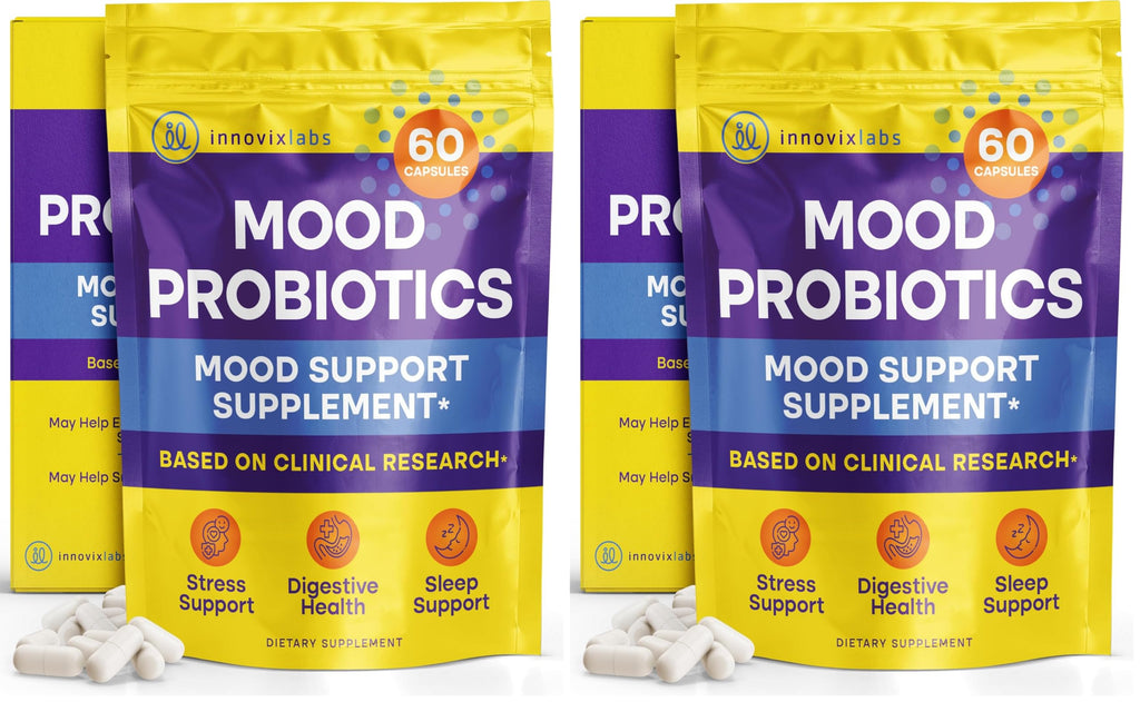 InnovixLabs Mood Probiotic for Women & Men, Clinically Studied Digestive & Mood Support Supplement, Lactobacillus helveticus Rosell-52ND & Bifidobacterium longum Rosell-175, 60 Capsules (Pack of 2)