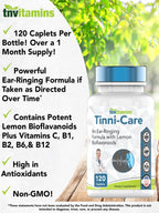 tnvitamins Tinni-Care Lemon Bioflavonoid Supplement an Ear Ringing Relief Formula that May Help with Ringing Over Time | 120 Caplets - Vitamins C, B1, B2, B6 & B12
