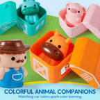 Play-Act Learning Toys for 1 2 3 Years Old, Counting, Matching & Sorting Montessori Learning Farm Train Including 9 Farm Animals, Birthday Gift for Baby Boys Girls
