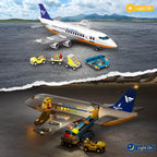 CUBIMANA Large City Passenger Airplane Building Toys with LED Light, 21 Inches Plane Building Sets with 2PCS Luggage Trucks, Terminal, Radar Tower, Birthday Gifts for Kids Boys Girls Age 6-12 (901pcs)