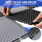 16 PCS Modular Interlocking Cushion Interlocking Floor Tiles with Hole Drainage Mat 10" x 10" Non Slip Pool Deck Mat Outdoor for Drain Deck Pool Patio Shower Kitchen Balcony (Black&Grey)